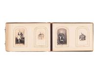 [EARLY PHOTOGRAPHY]. CDV album containing photographs of Mexican and European royalty, generals, and government officials, incl. Benito Juárez and his family.