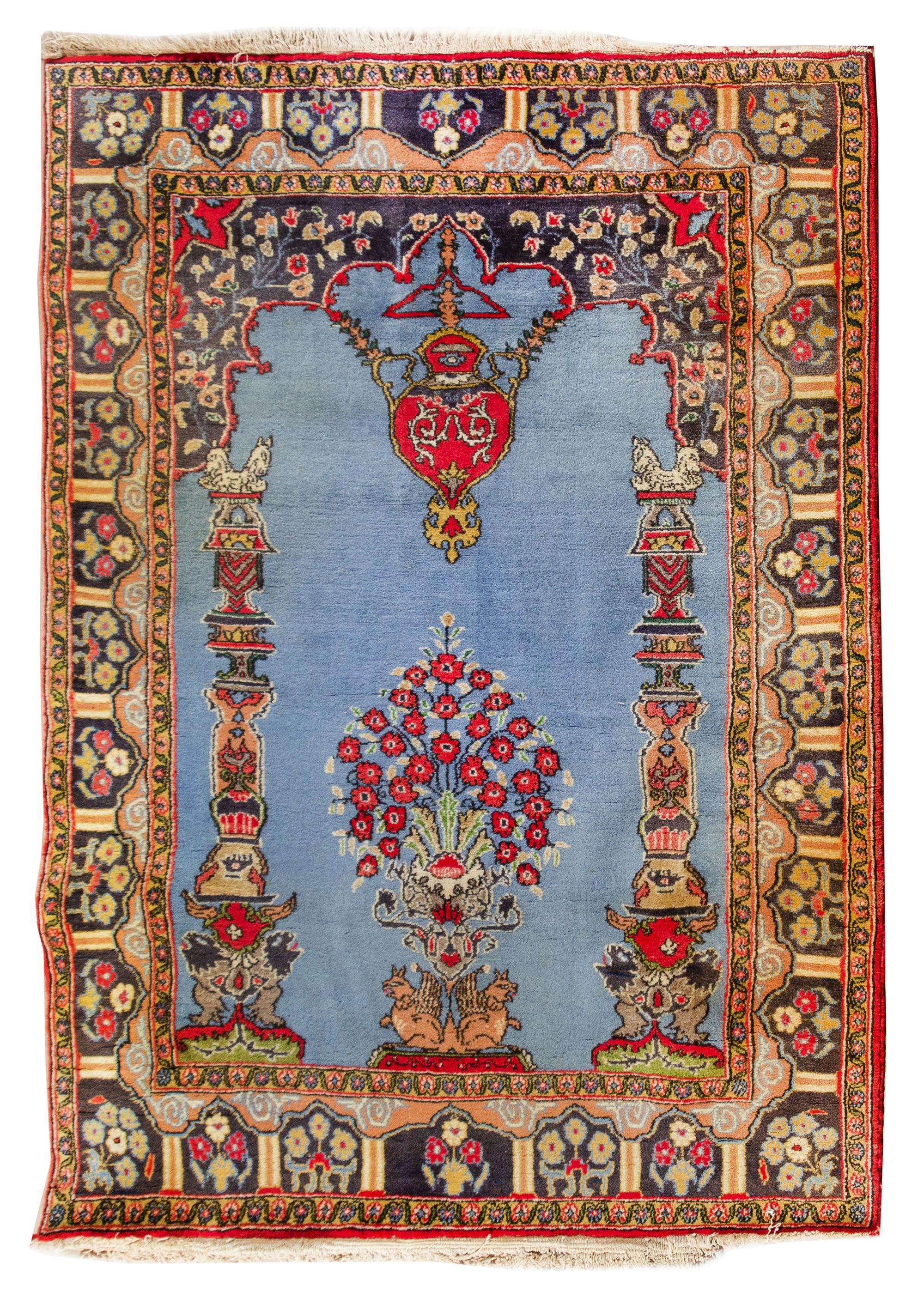 A Sino-Indian Wool Prayer Rug 4 feet 11 inches x 3 feet 6 3/4 inches. — 20TH CENTURY