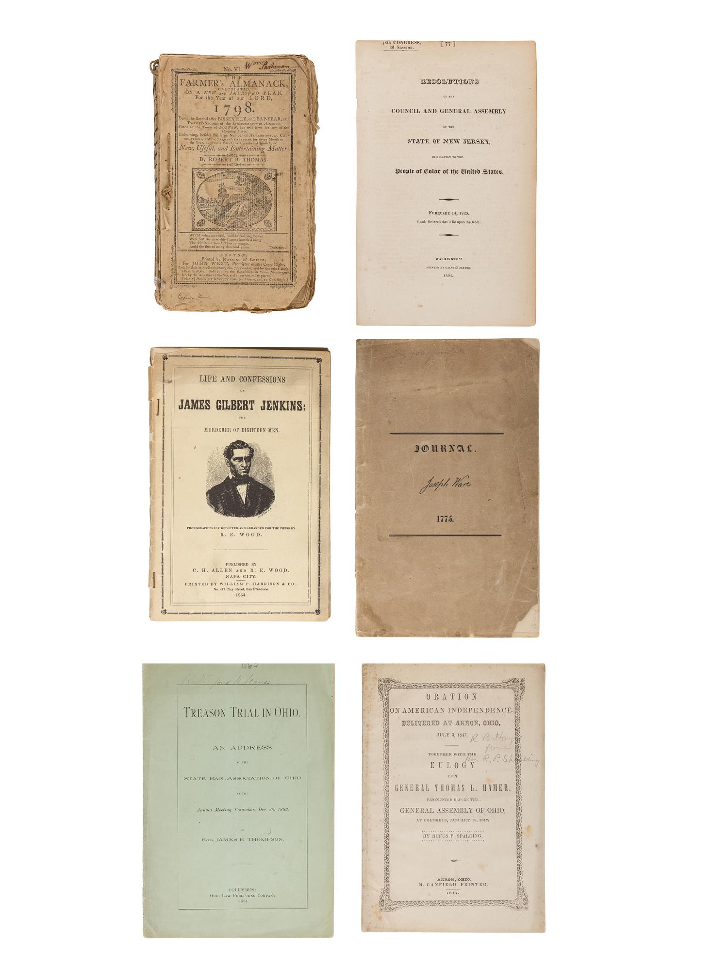 [AMERICANA]. A group of 22 works relating to late-18th through early-20th-century American history, including: