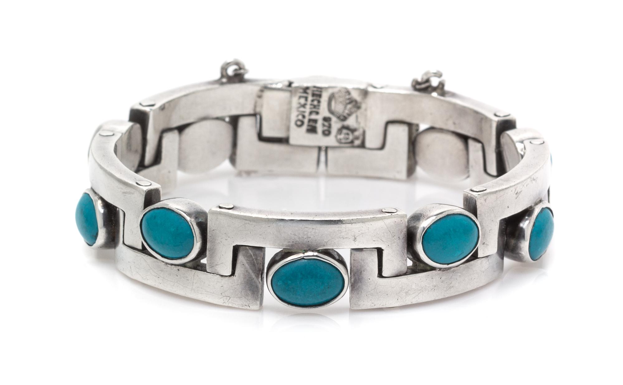 A Silver and Turquoise Bracelet, Los Castillo, Circa 1958, 40.90 dwts.
