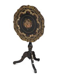 Three Victorian Mother of Pearl Papier-Mâché Tilt Top Tables