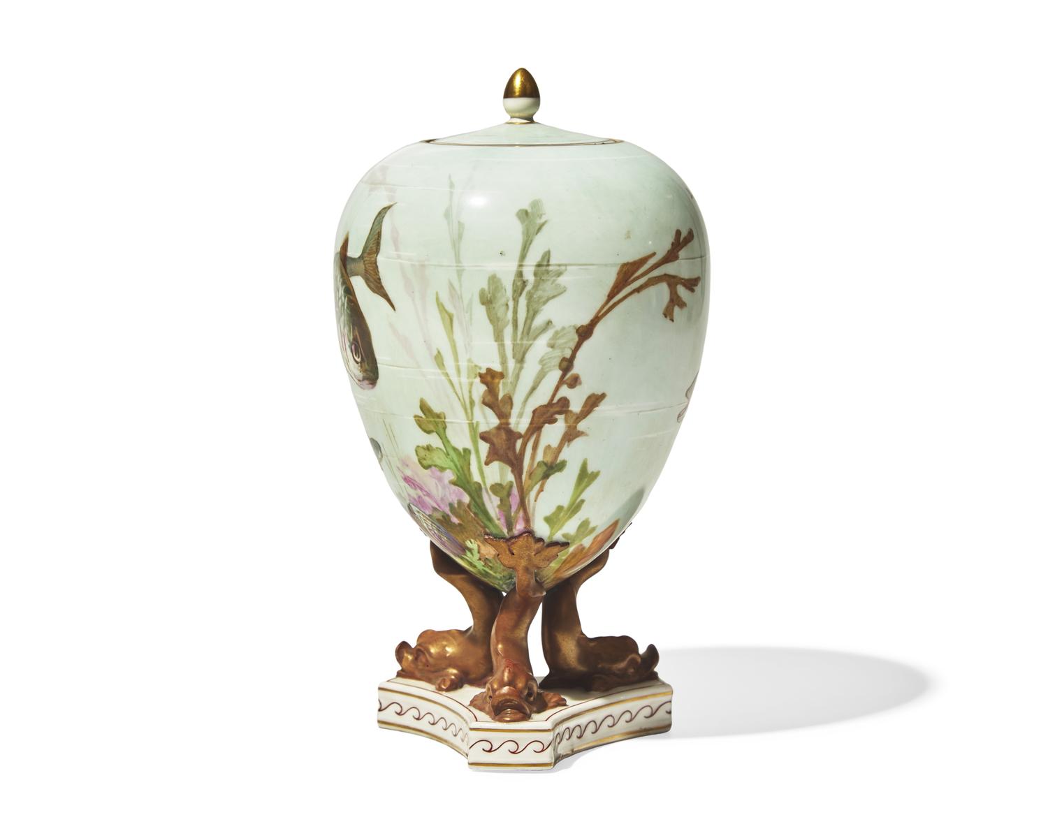 A Wedgwood Fish Decorated Porcelain Covered Urn