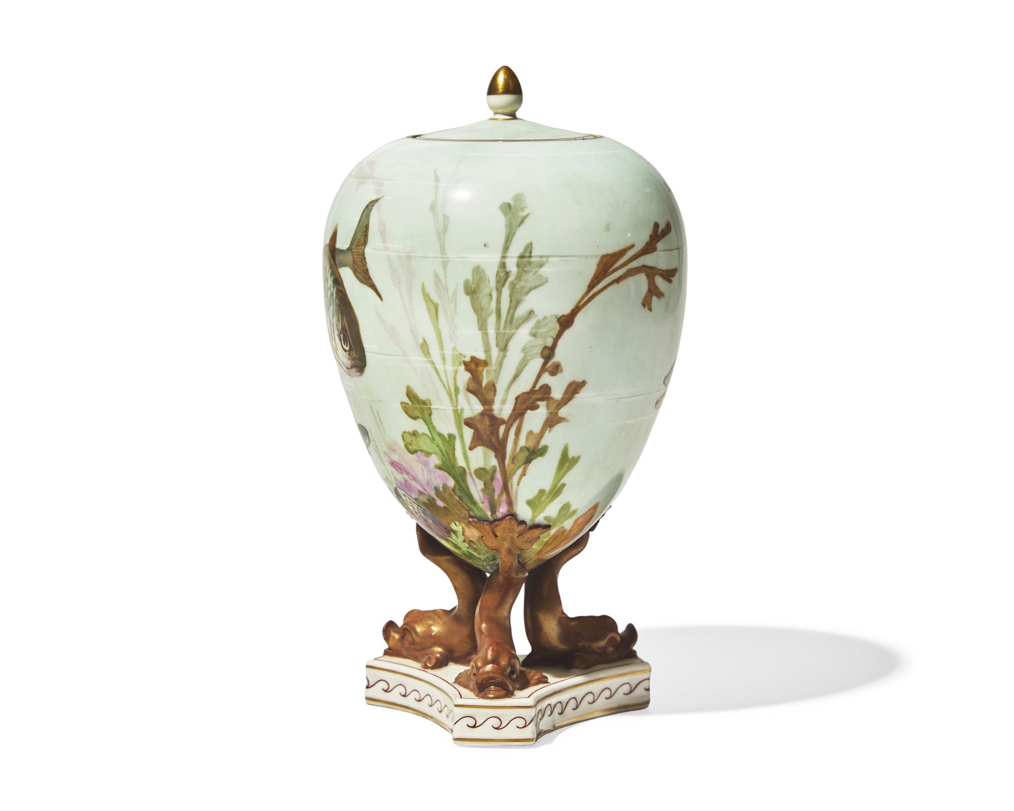 A Wedgwood Fish Decorated Porcelain Covered Urn