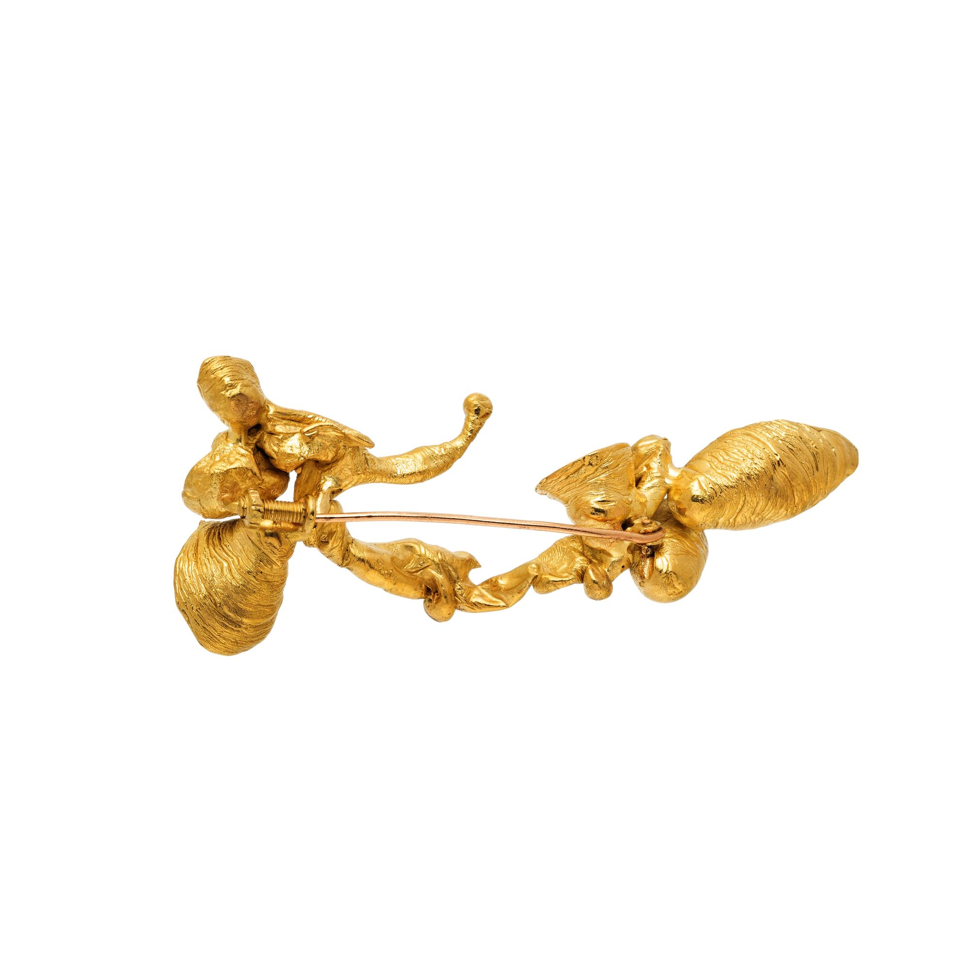 RUBY, DIAMOND, AND YELLOW GOLD BROOCH