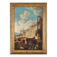 Manner of Viviano Codazzi (Italian, c. 1604-1670) 18th Century — Capricci with Figures