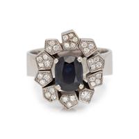 SYNTHETIC SAPPHIRE AND DIAMOND RING