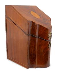 A George III Style Inlaid Mahogany Knife Box — LATE 19TH CENTURY/ EARLY 20TH CENTURY