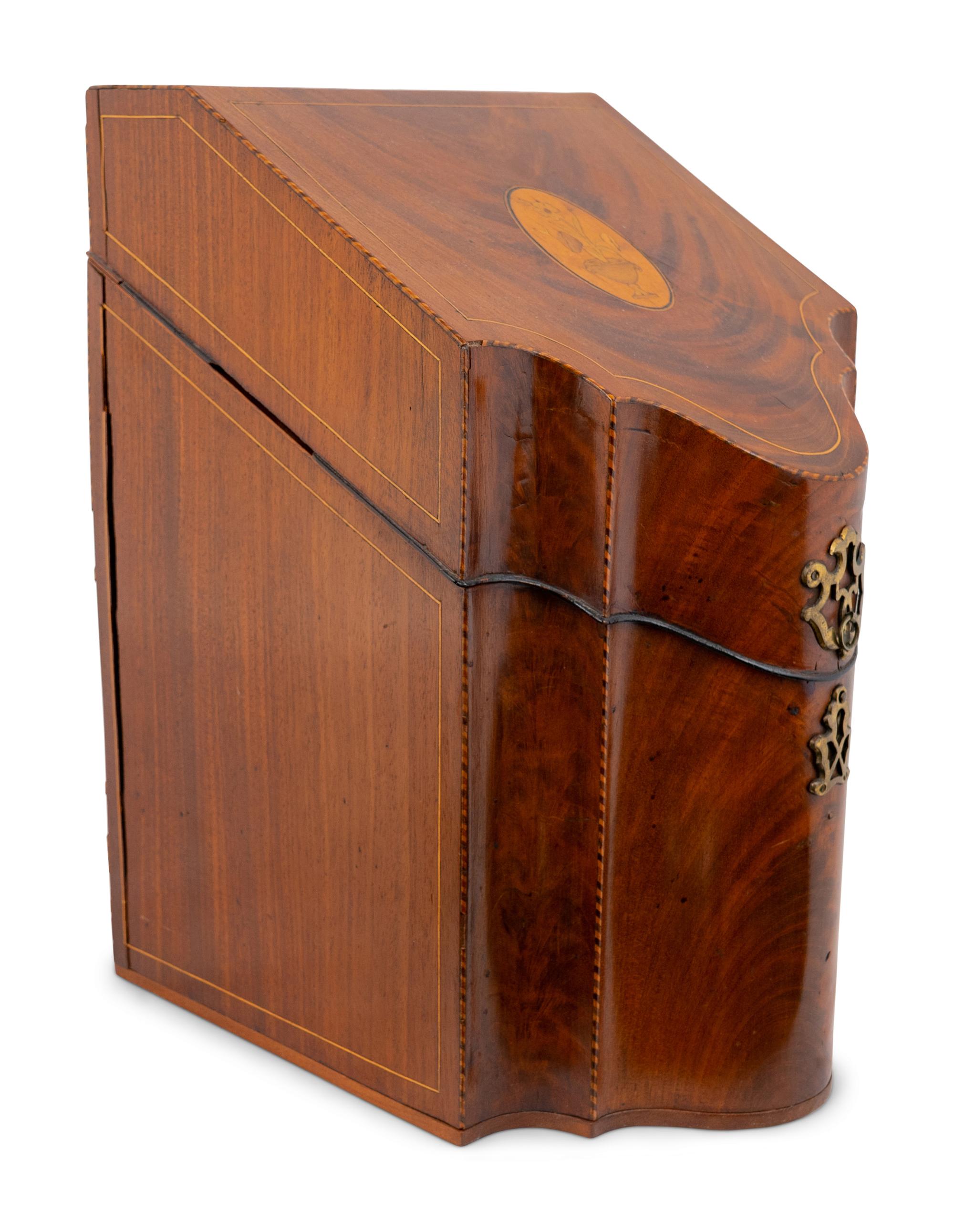 A George III Style Inlaid Mahogany Knife Box — LATE 19TH CENTURY/ EARLY 20TH CENTURY
