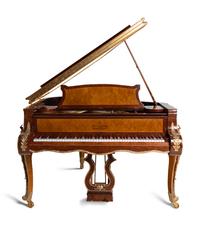 A Louis XV Style Gilt Metal Mounted Burlwood Piano