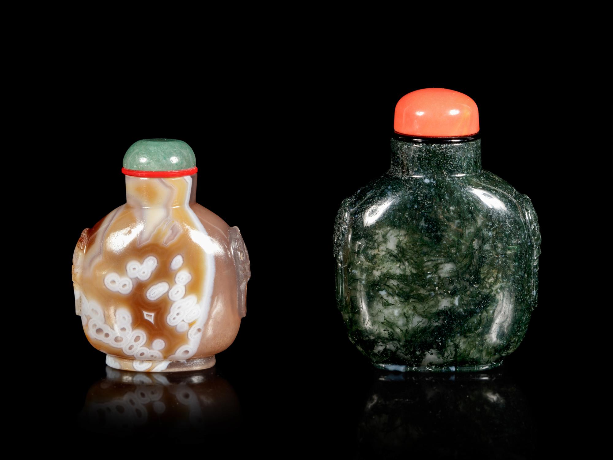 Two Chinese Hardstone Snuff Bottles