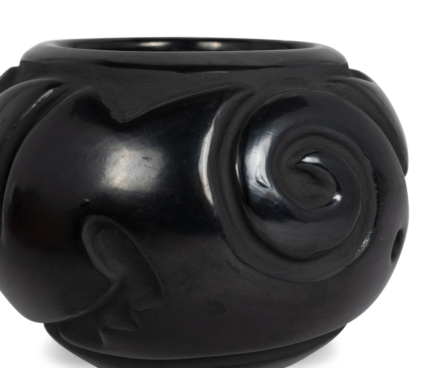 Carved Blackware Pottery Jar