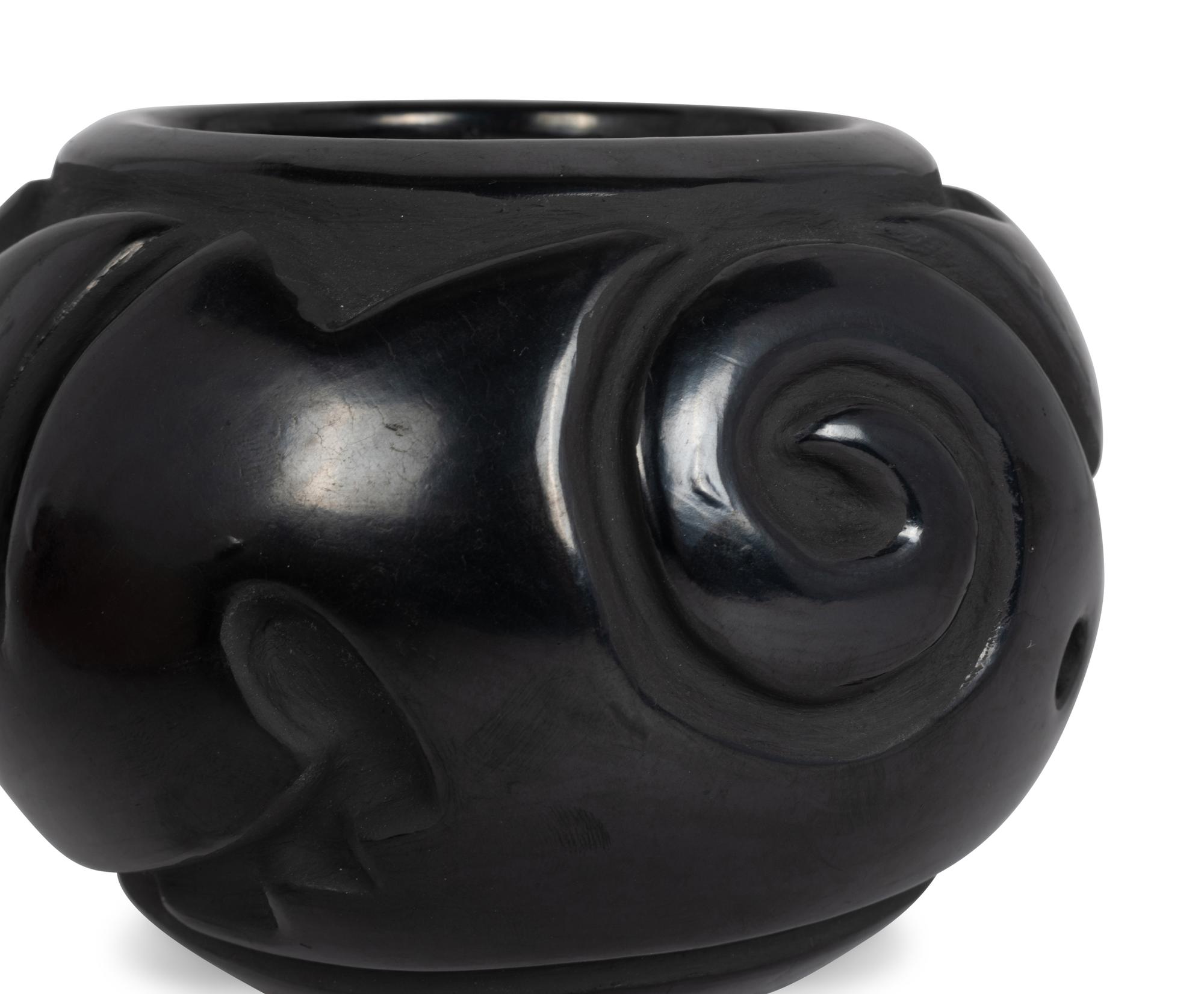 Carved Blackware Pottery Jar