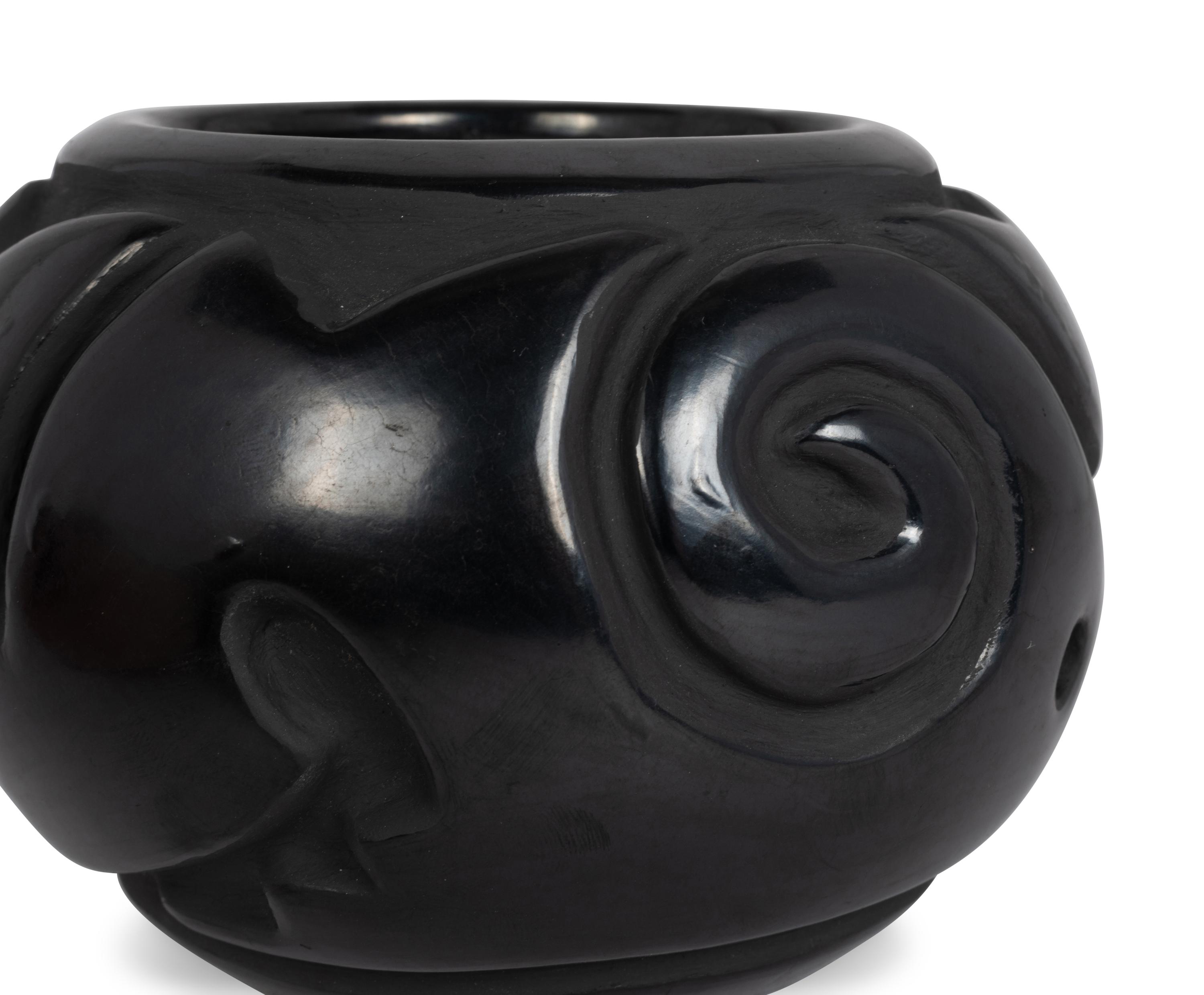 Carved Blackware Pottery Jar