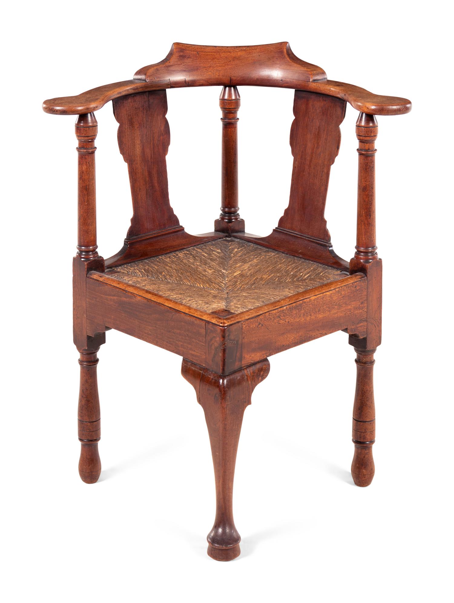 A George II Walnut Corner Chair