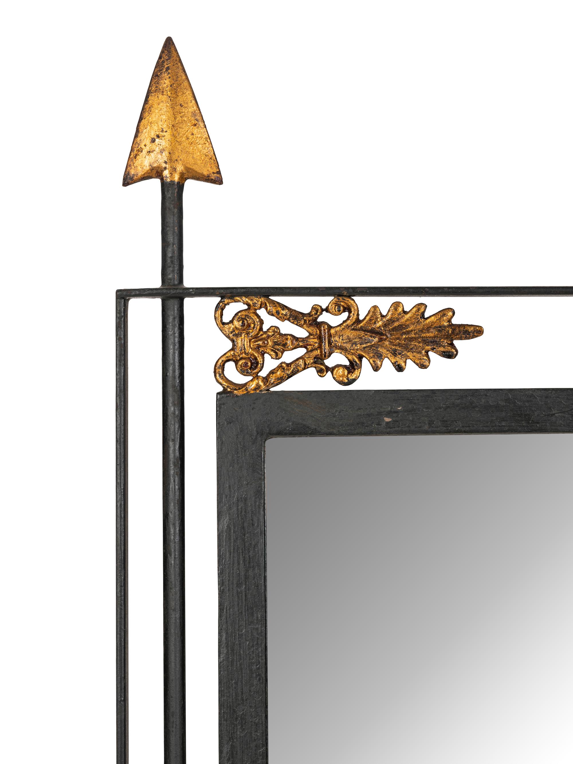 An Empire Style Parcel Gilt Metal Framed Mirror