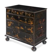 A William and Mary Black and Gilt-Japanned Chest of Drawers