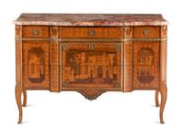 An Italian Marquetry Marble-Top Commode
