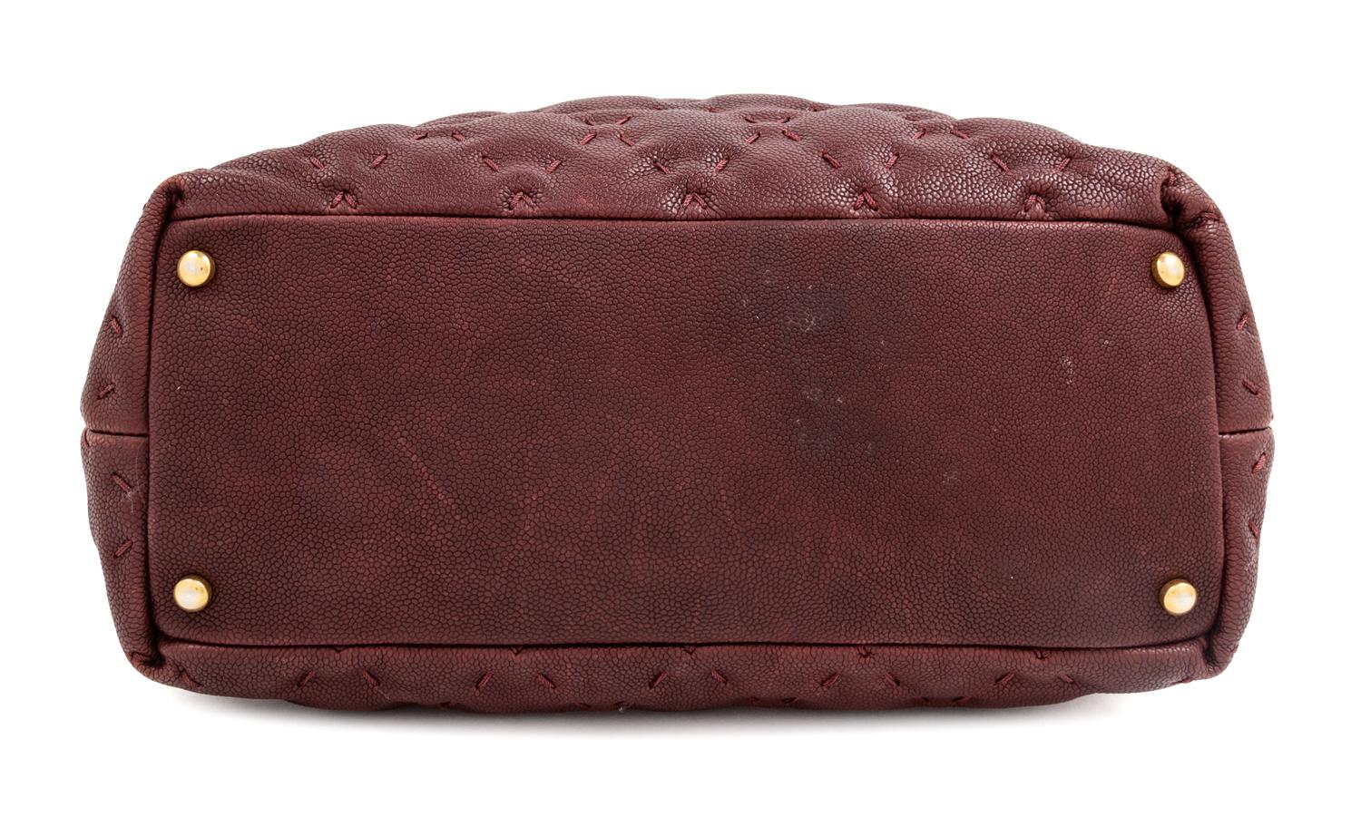 A Chanel Burgundy Caviar Quilted Wild Stitch Tote, 10.5" H x 12.5" W x 5" D; Strap drop: