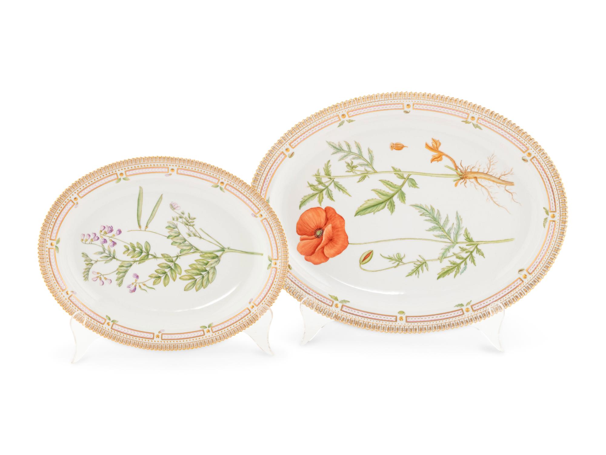Two Royal Copenhagen Flora Danica Porcelain Platters