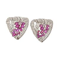 DIAMOND, PINK DIAMOND AND RUBY DOUBLE CLIP BROOCH