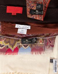 Five Designer Scarves: One Giorgio Armani, One Oscar de la Renta, One Valentino, Two Etro