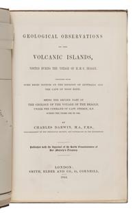 Darwin, Charles (1809-1882). [Geology of the Beagle :] The Structure and Distribution of Coral Reefs. Being the First Part of the Geology of the Voyage of the Beagle, under the Command of Capt. FitzRoy, R.N., during the Years 1832 to 1836. -- Geological Observations on the Volcanic Islands, Visited during the Voyage of H.M.S. Beagle, together with some Brief Notices on the Geology of Australia and the Cape of Good Hope. Being the Second Part of the Geology of the Voyage of the Beagle. -- Geological Observations on South America. Being the Third Part of the Geology of the Voyage of the Beagle. London: Smith, Elder and Co., 1842, 1844, 1846.
