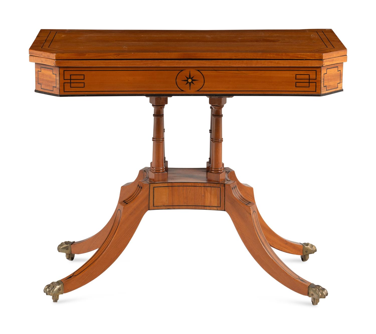 A Late George III Part Ebonized Satinwood Card Table