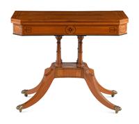 A Late George III Part Ebonized Satinwood Card Table