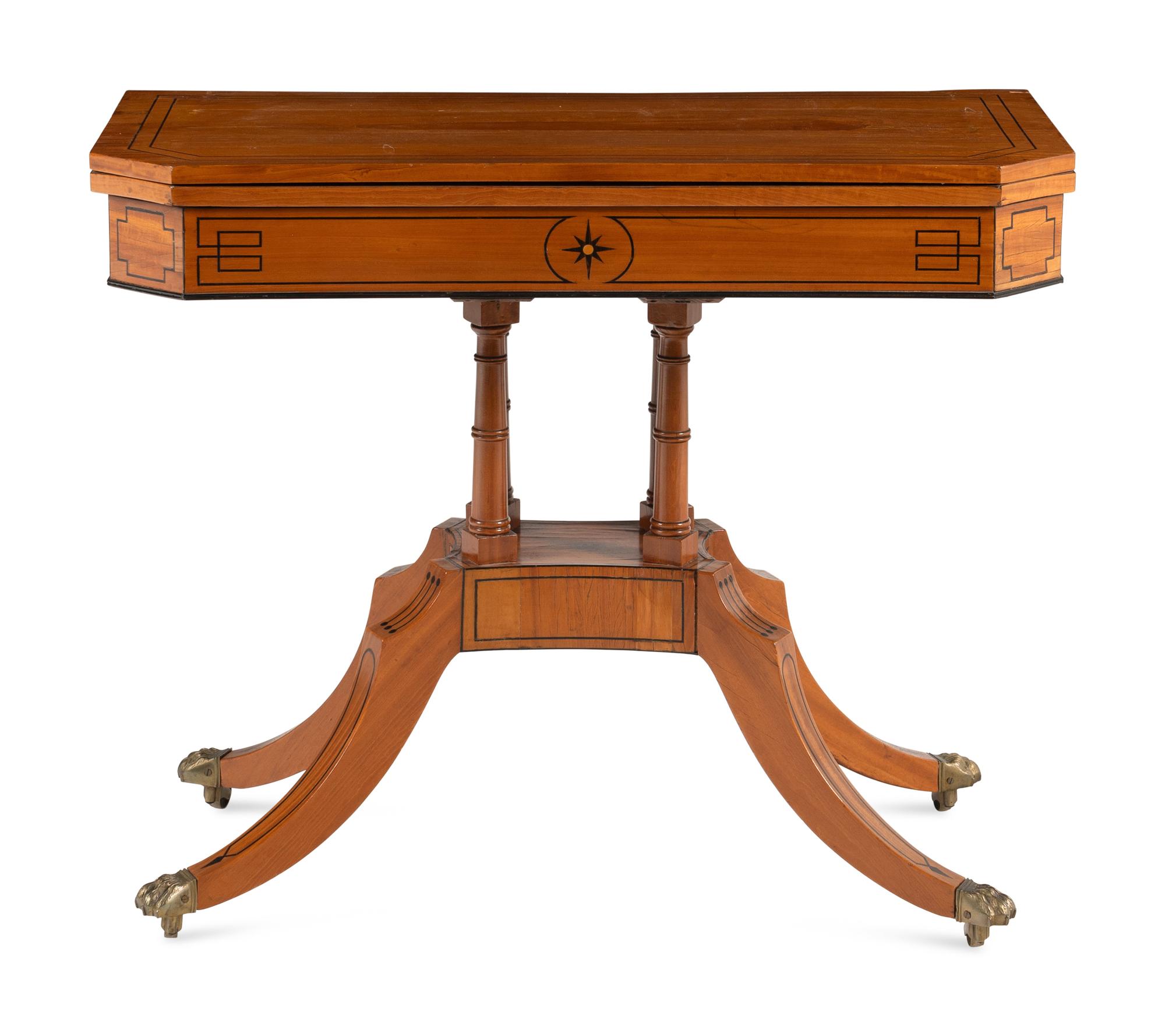 A Late George III Part Ebonized Satinwood Card Table