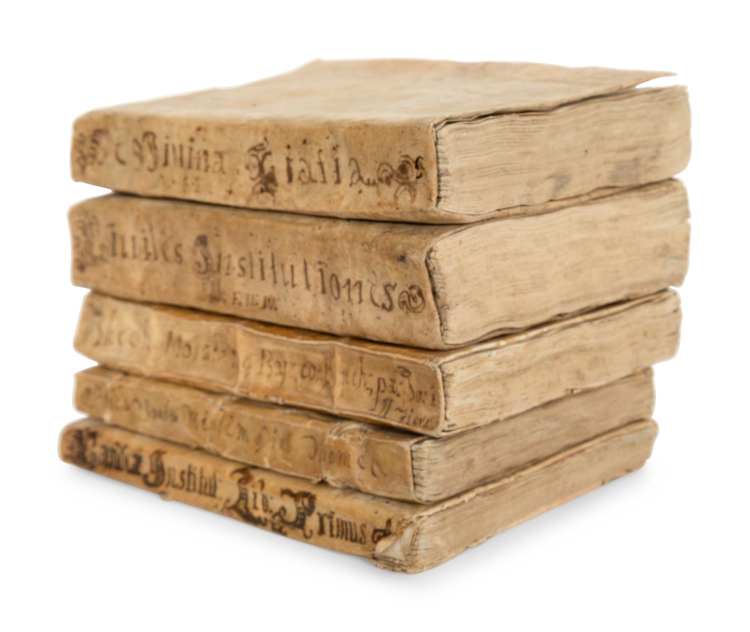 A Collection of Five Parchment Bound Manuscripts