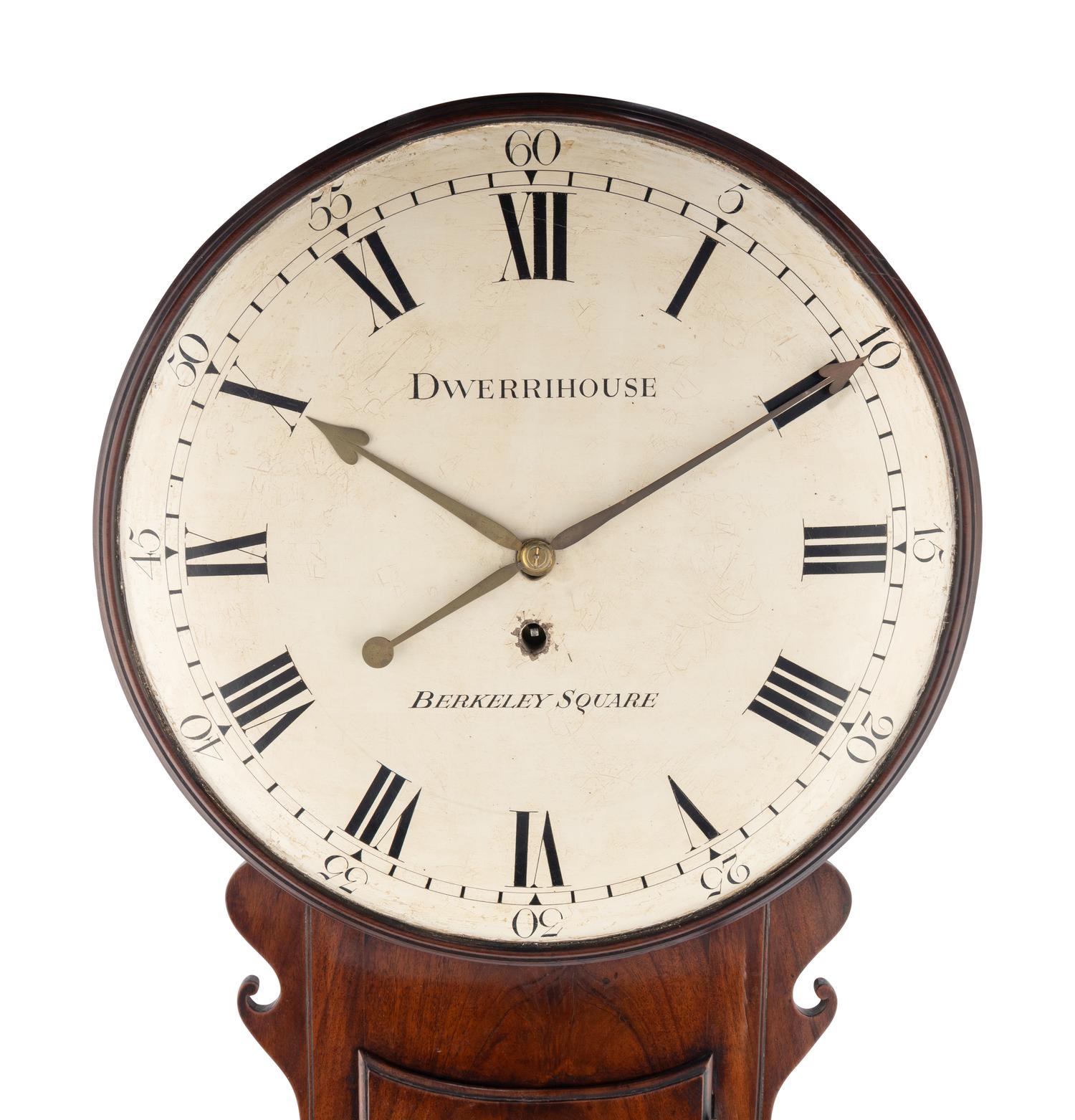 A Regency Figured Mahogany Wall Clock