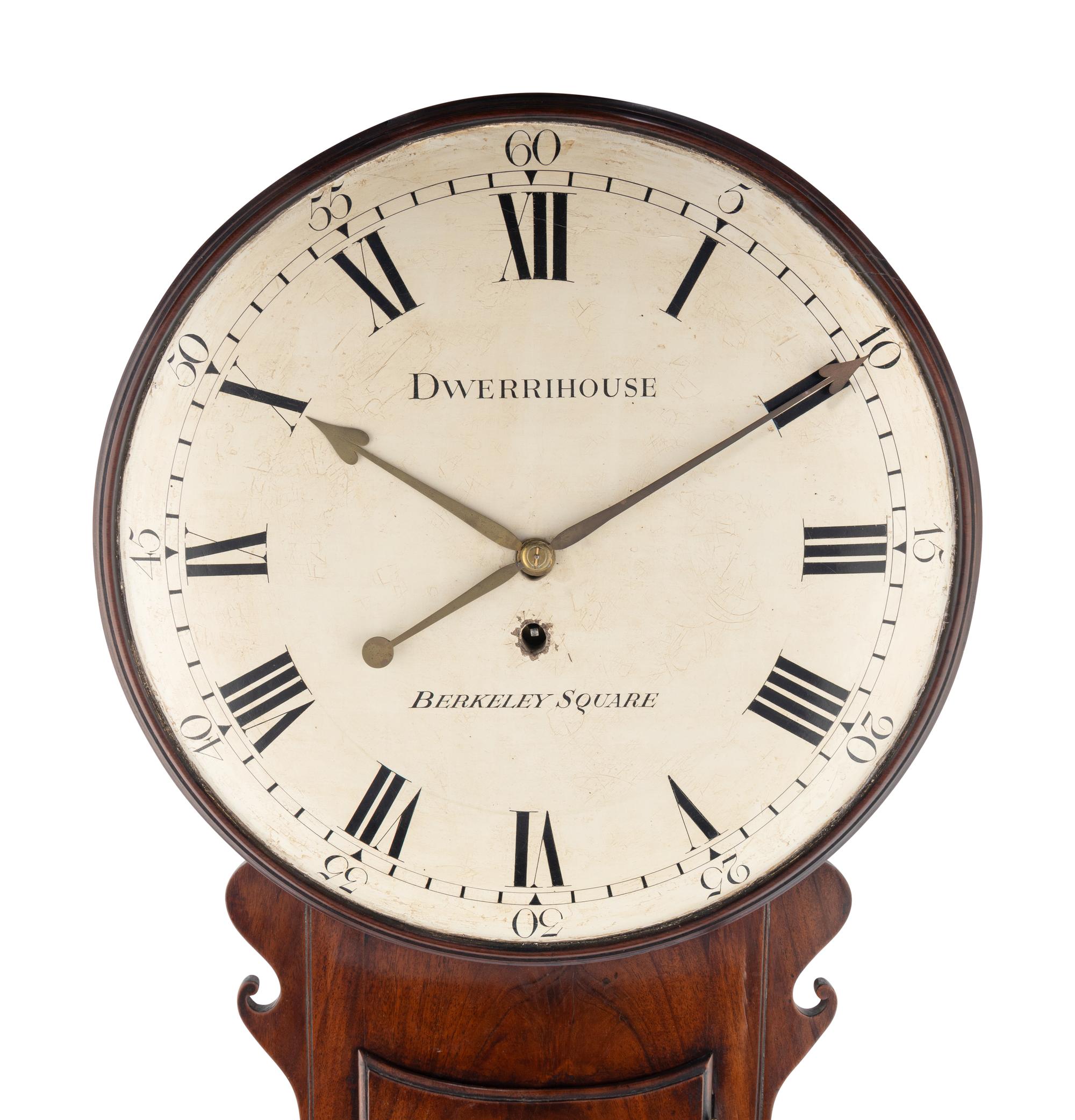 A Regency Figured Mahogany Wall Clock
