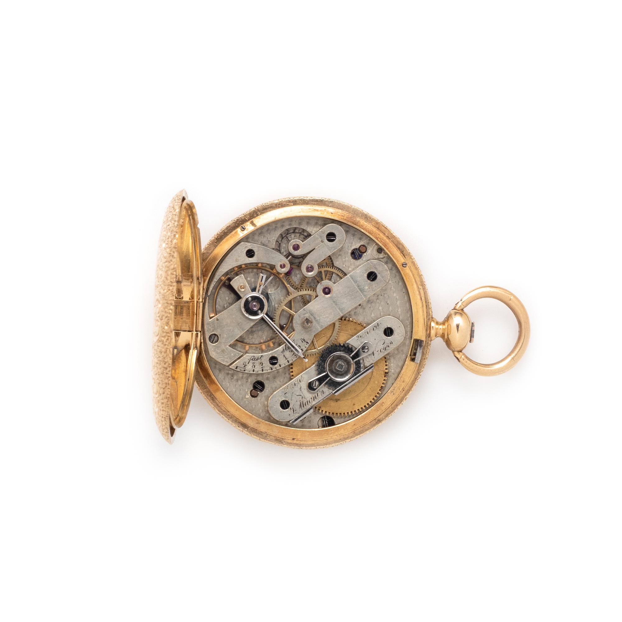 DAVID I. MAGNIN, 18K HUNTER CASE POCKET WATCH