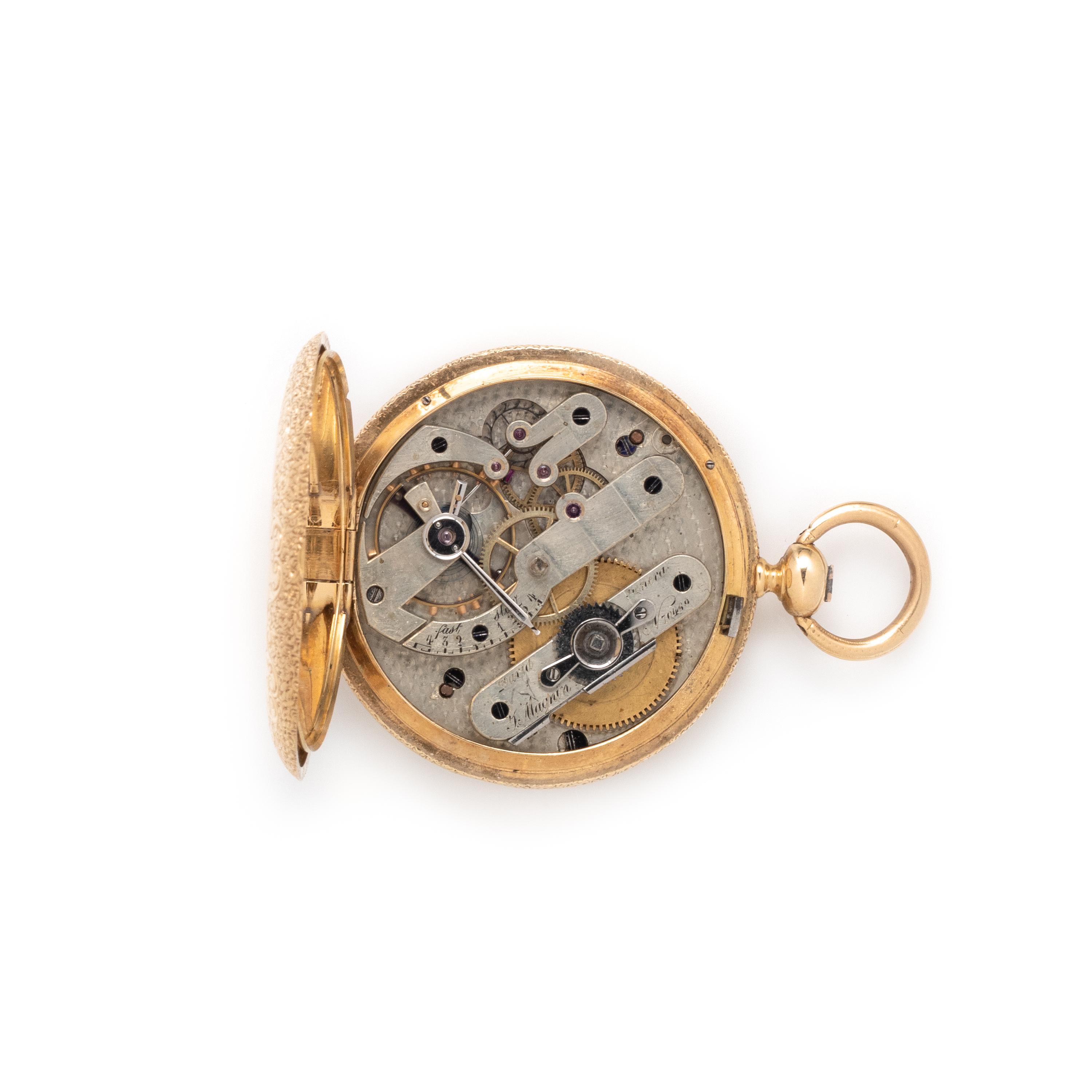 DAVID I. MAGNIN, 18K HUNTER CASE POCKET WATCH