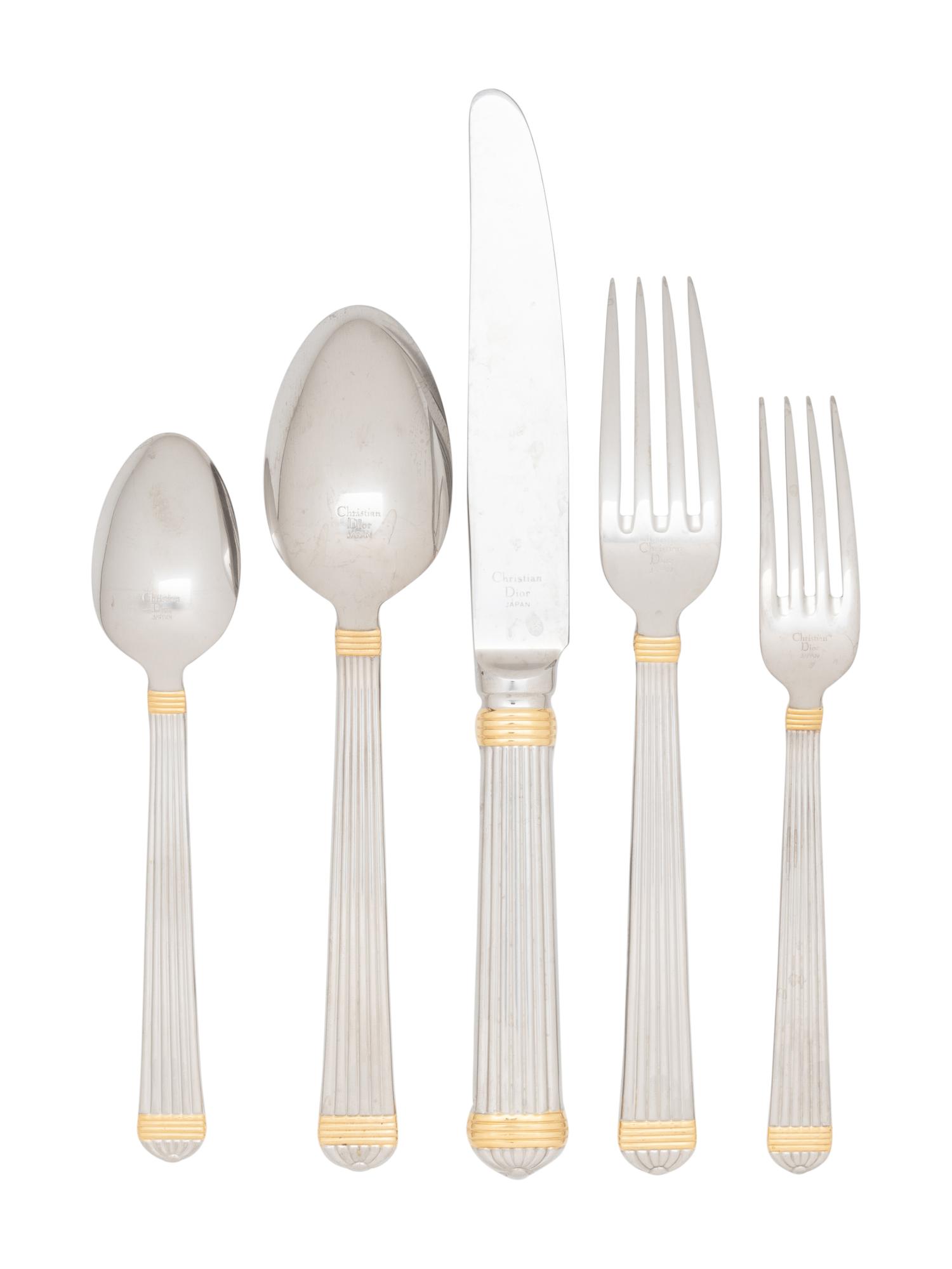 A Christian Dior Gaudron Stainless Steel Flatware Service