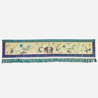 A large Chinese silk needlework valance hanging 絲織大帷幔一件 Possibly late 19th century ????????