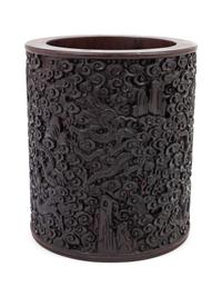 A Chinese Hardwood Scroll Pot