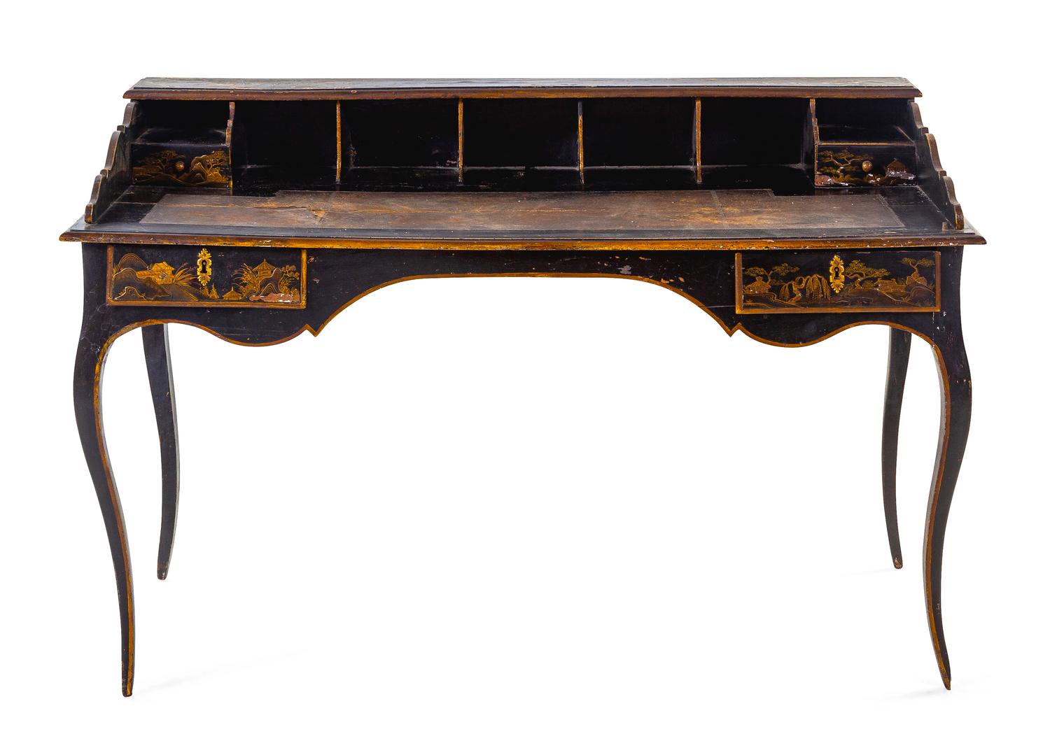 An English Chinoiserie Decorated Desk