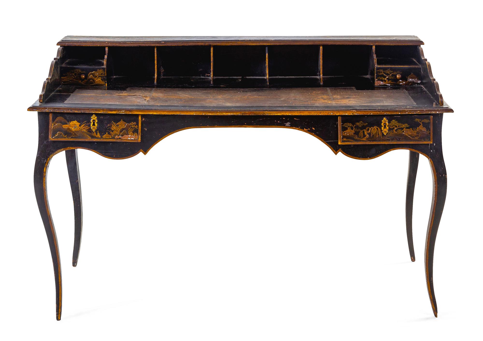 An English Chinoiserie Decorated Desk
