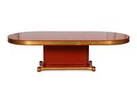 An Art Deco Style Parcel Gilt Blaze-Orange Painted Pedestal Table