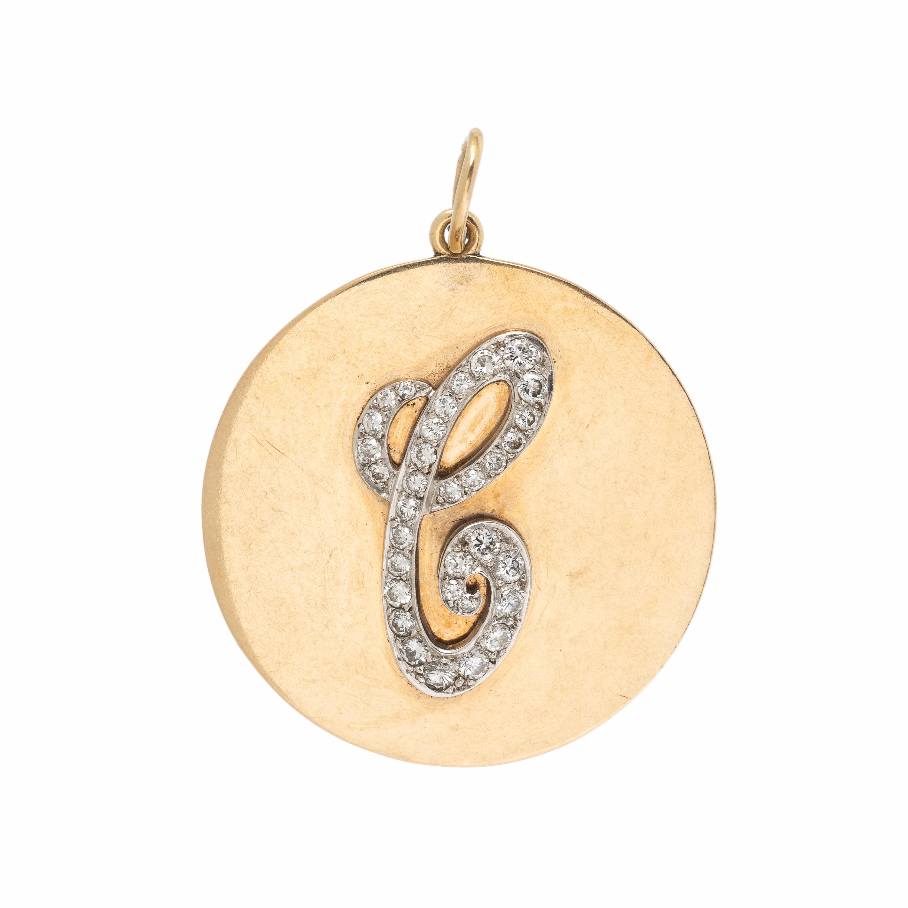 Diamond and Yellow Gold 'C' Monogram Pendant