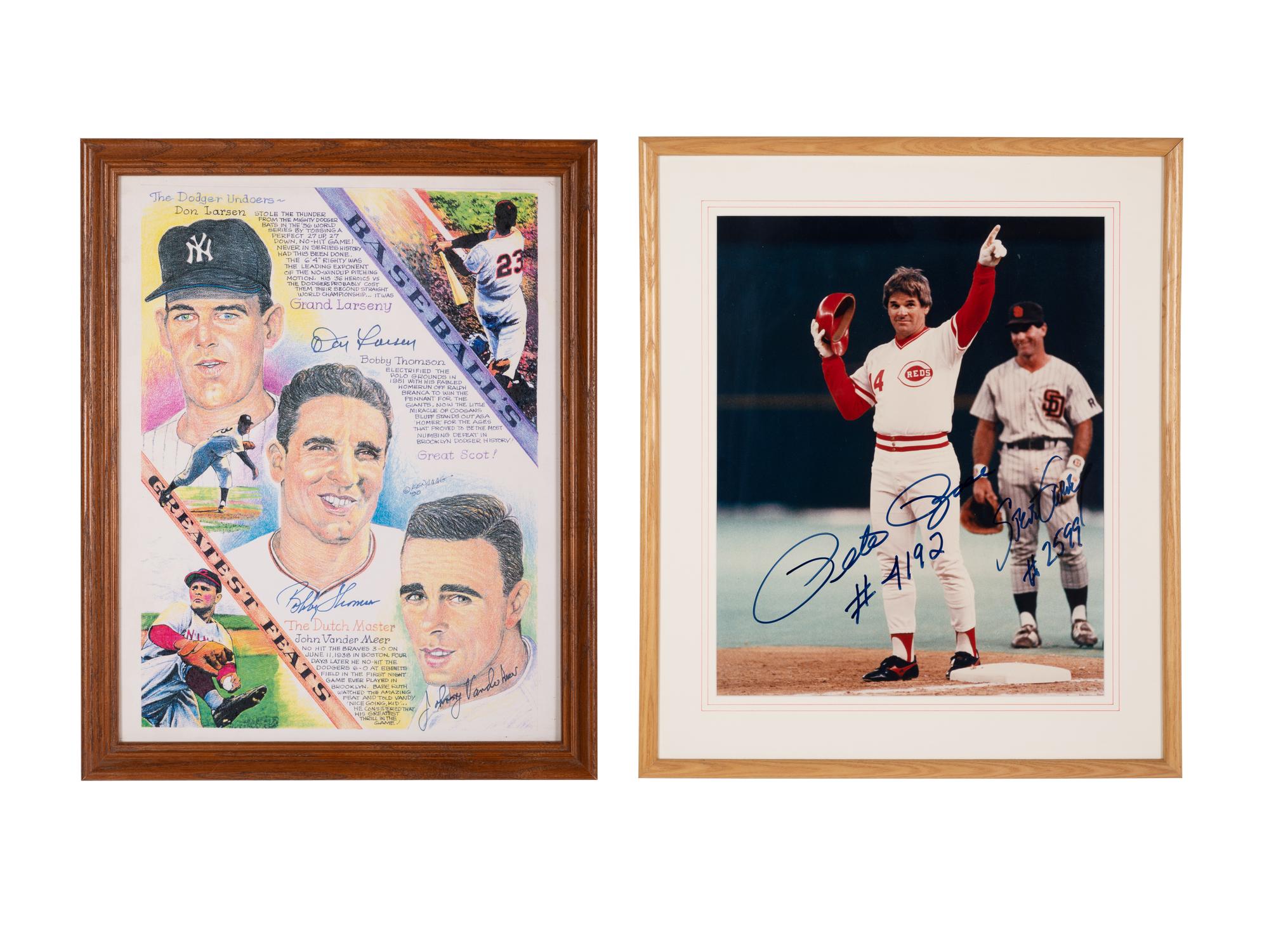 A Baseball's Greatest Feats Signed Autograph Print and Pete Rose / Steve Garvey Dual Signed 4,192 Large Format Photograph