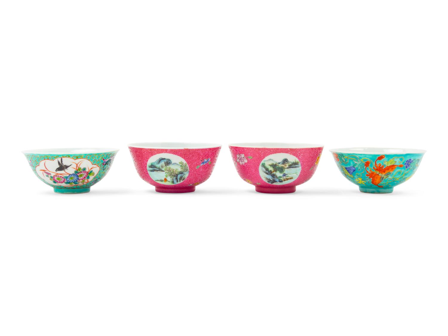 Four Chinese Famille Rose Porcelain Bowls
