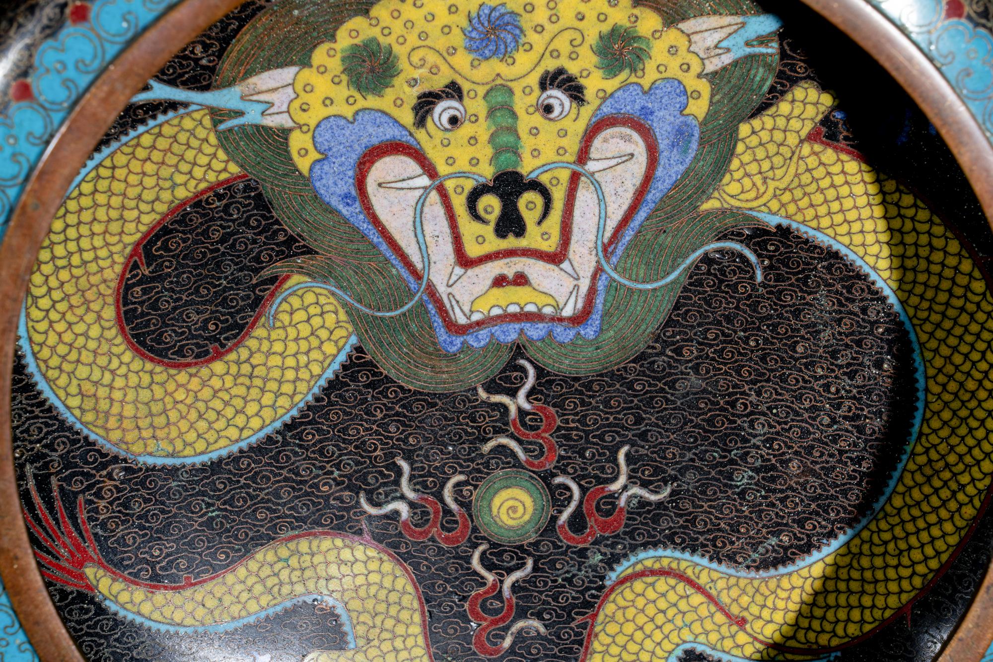 Three Japanese Cloisonne Enamel Articles