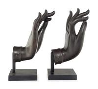 A Large Pair of Chinese Lacquered Bronze Buddha Hands