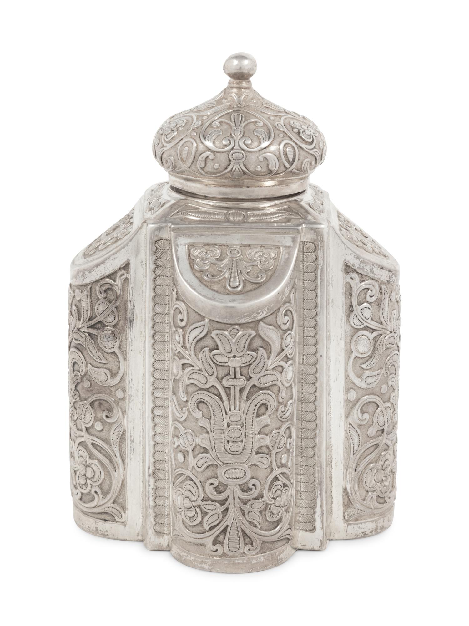 A Russian Silver Tea Caddy