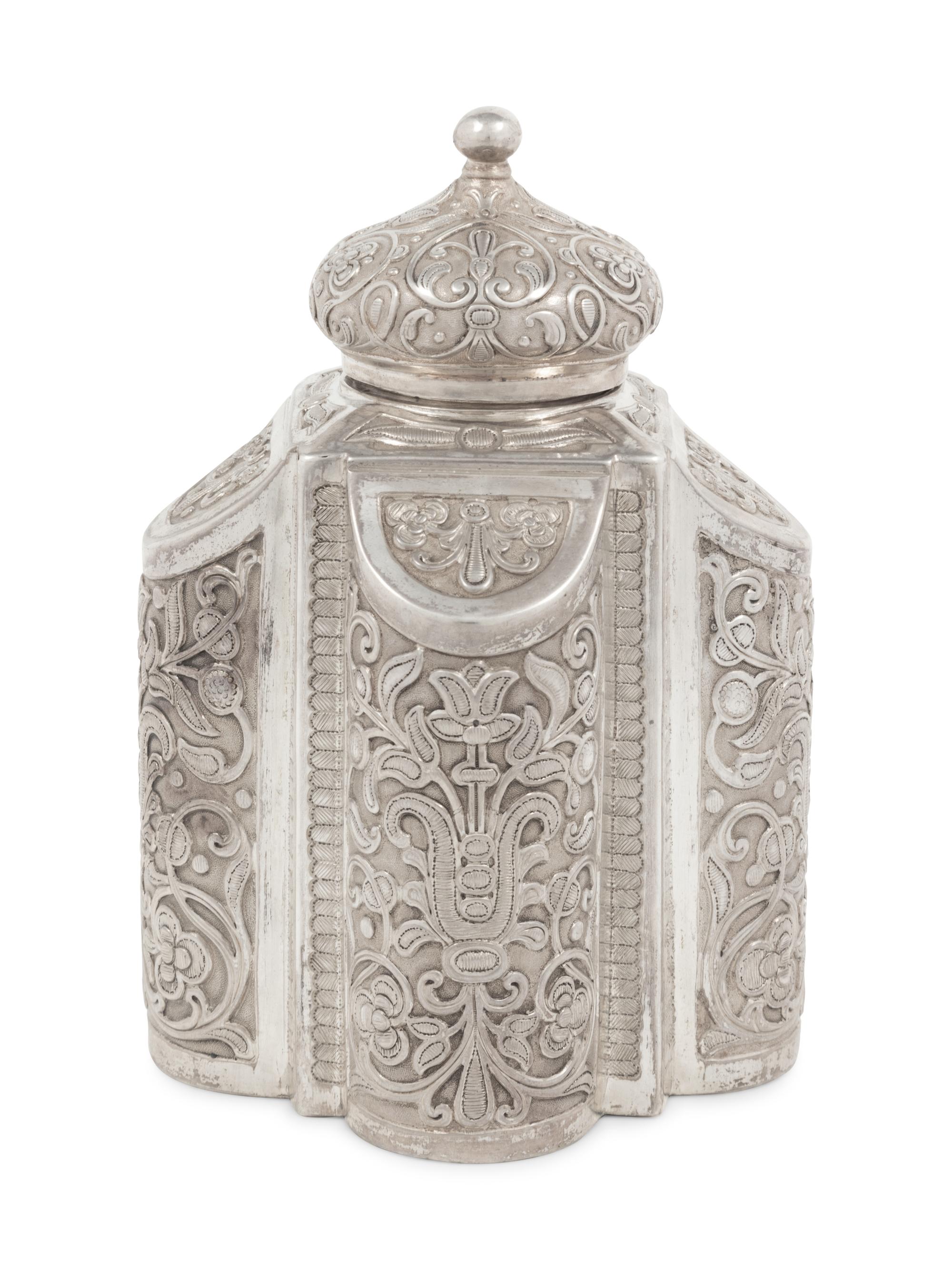 A Russian Silver Tea Caddy