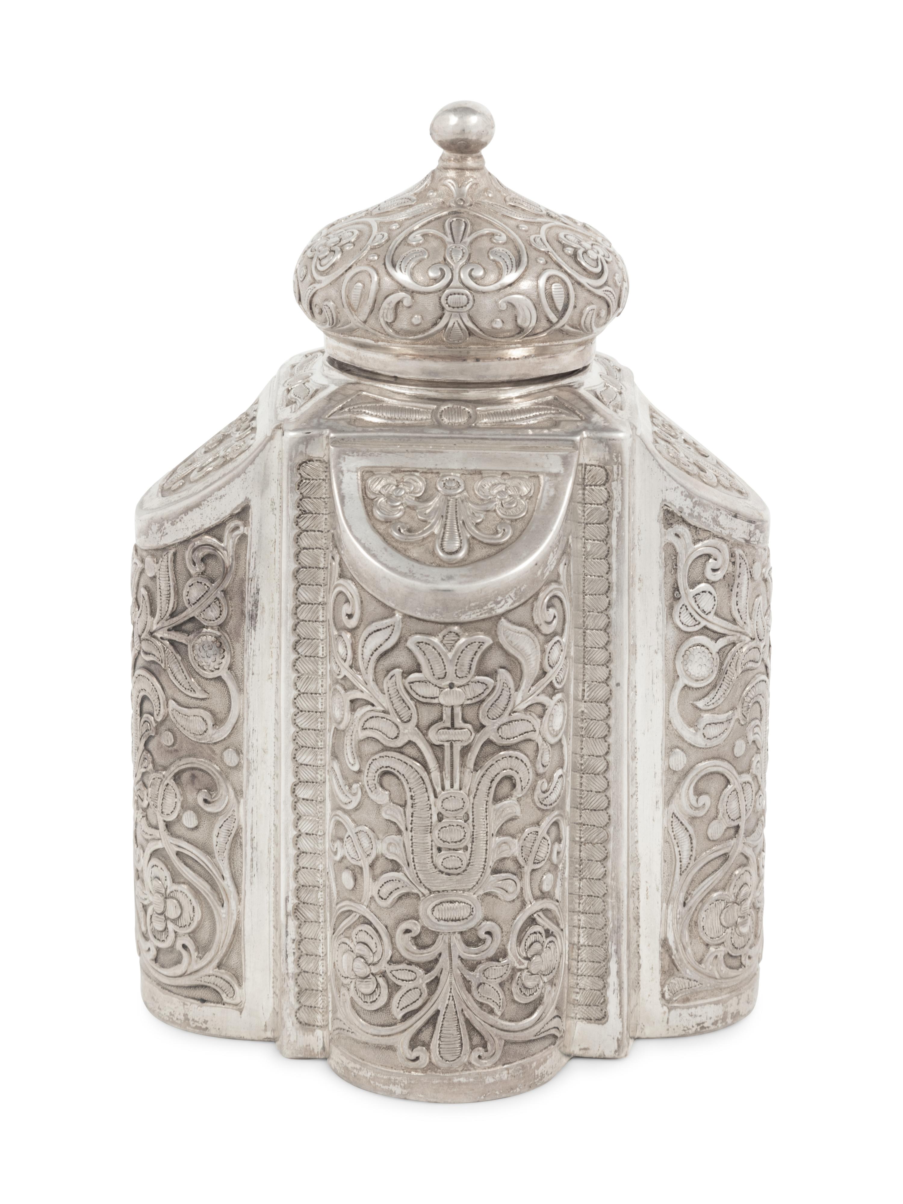A Russian Silver Tea Caddy