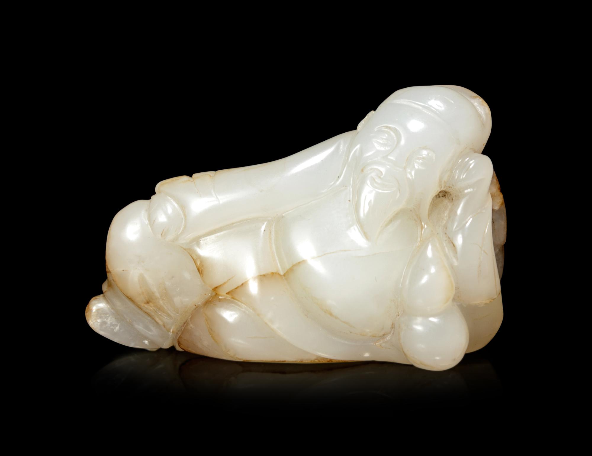 A White Jade Figure of a Drunken Poet