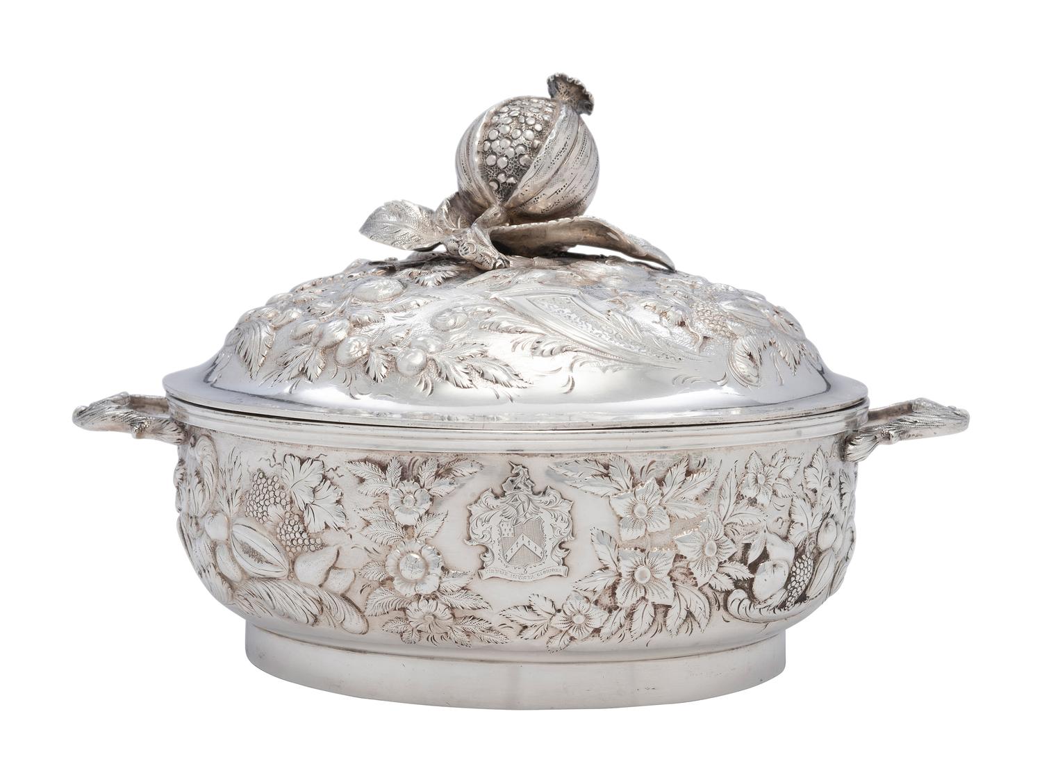 A Silver Repousse Lidded Serving Dish